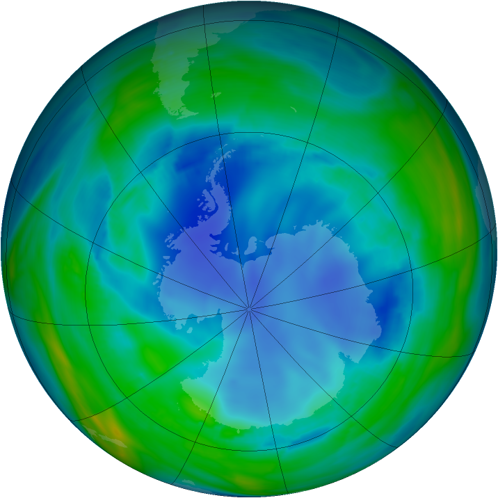 Antarctic ozone map for 08 August 2006
